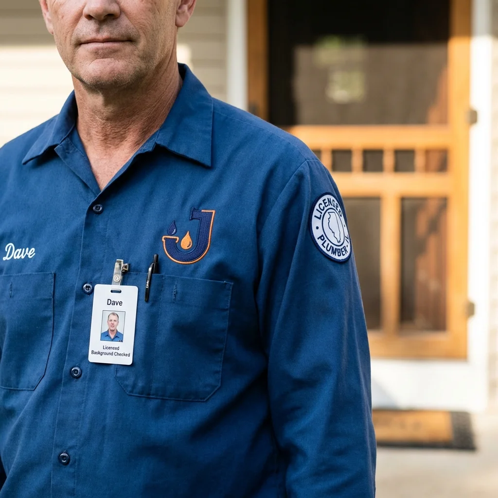 Licensed plumber showing ID badge in Jenkintown, PA