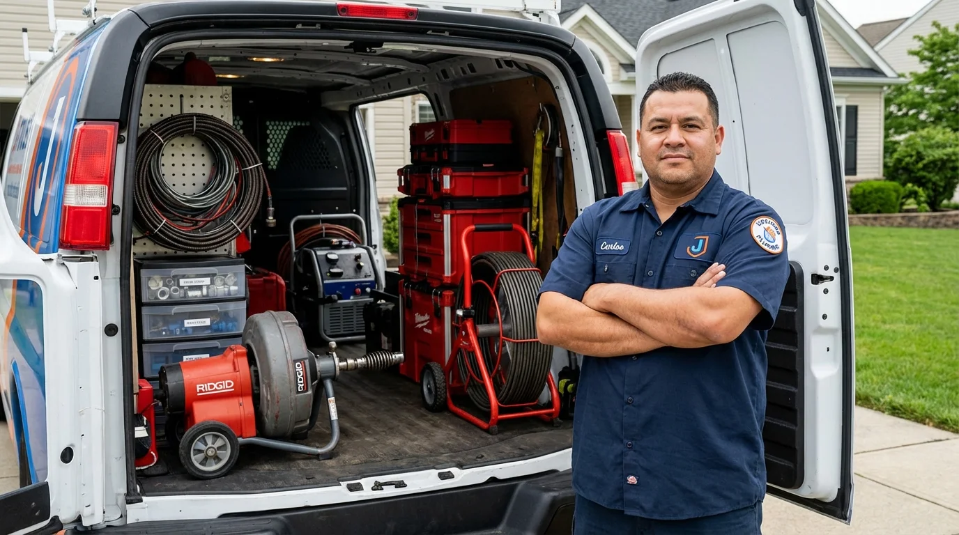 Professional drain cleaning equipment and Johns Plumbing LLC plumber in Jenkintown
