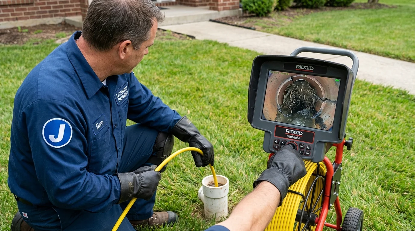 Sewer camera inspection being performed by Johns Plumbing LLC in Jenkintown